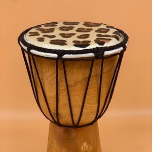 Leopard Print Painted African Hand Drum